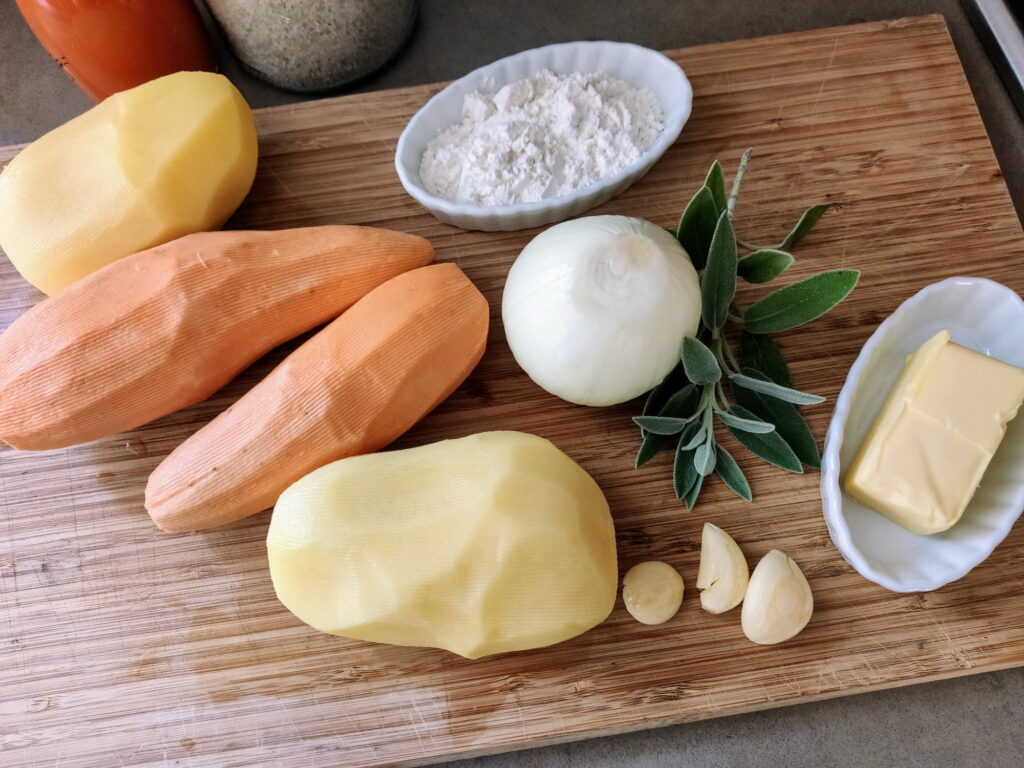 מרק תפוחי אדמה ובטטה - רכיבים